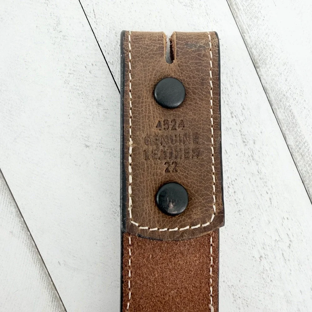 3D Belt Company Kids Size 22 Western Leather Belt Brown Cross Conchos Studs